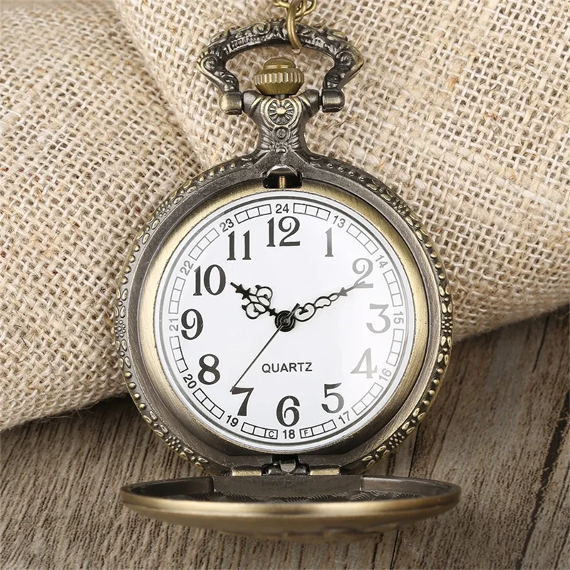 New Hot Vintage Horse Pattern Quartz Large Necklace Pocket Watch Digital Face Dial Cheap Gift
