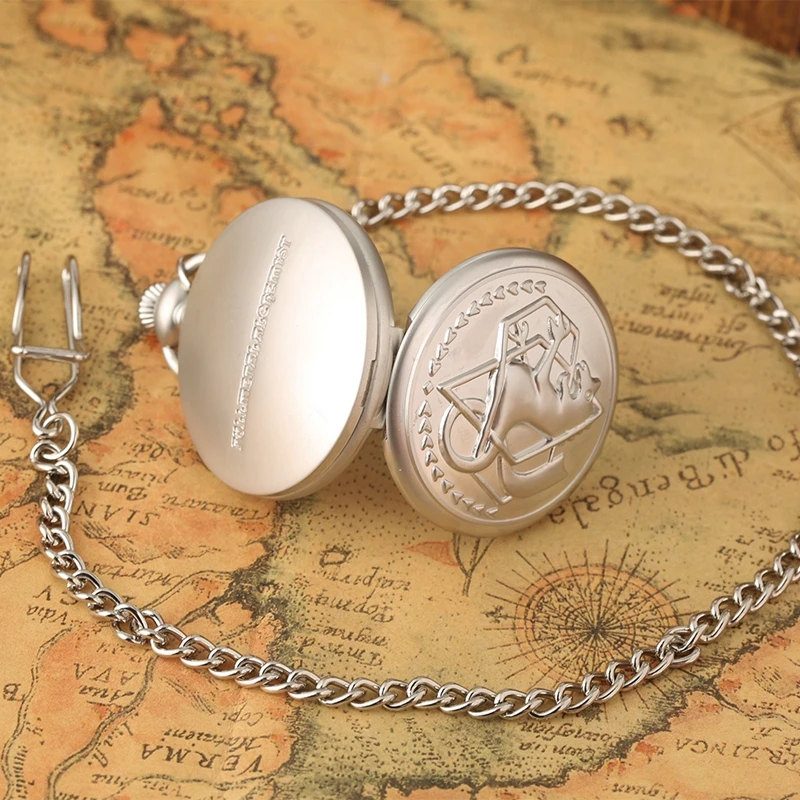 Antique Fullmetal Alchemist Quartz Anime Pocket Watch Cosplay Edward Elric Clock Design Pendant Necklace Chain Vintage Chain