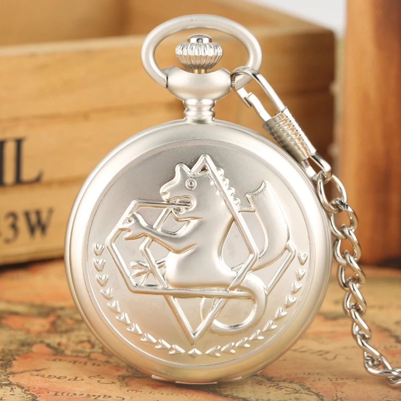 Antique Fullmetal Alchemist Quartz Anime Pocket Watch Cosplay Edward Elric Clock Design Pendant Necklace Chain Vintage Chain