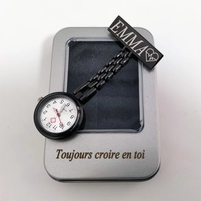 Personalized Customized Your Name LOGO High Quality Metal Lapel Pin Brooch Doctor Watch Pocket Fob Chest Nurse Watch