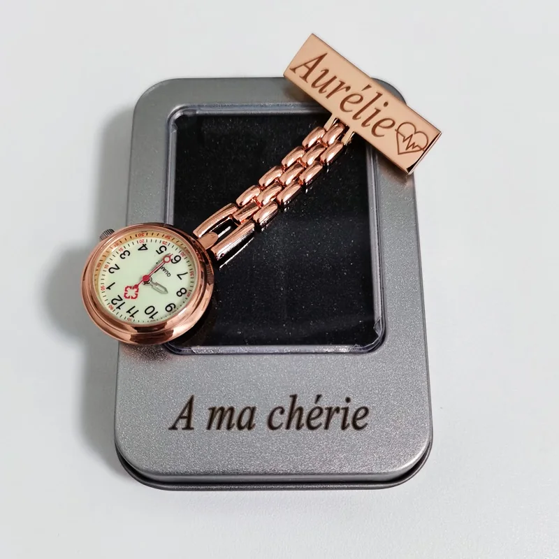 Personalized Customized Your Name LOGO High Quality Metal Lapel Pin Brooch Doctor Watch Pocket Fob Chest Nurse Watch
