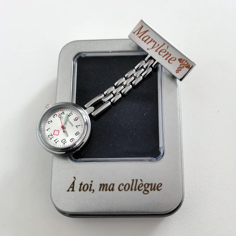 Personalized Customized Your Name LOGO High Quality Metal Lapel Pin Brooch Doctor Watch Pocket Fob Chest Nurse Watch