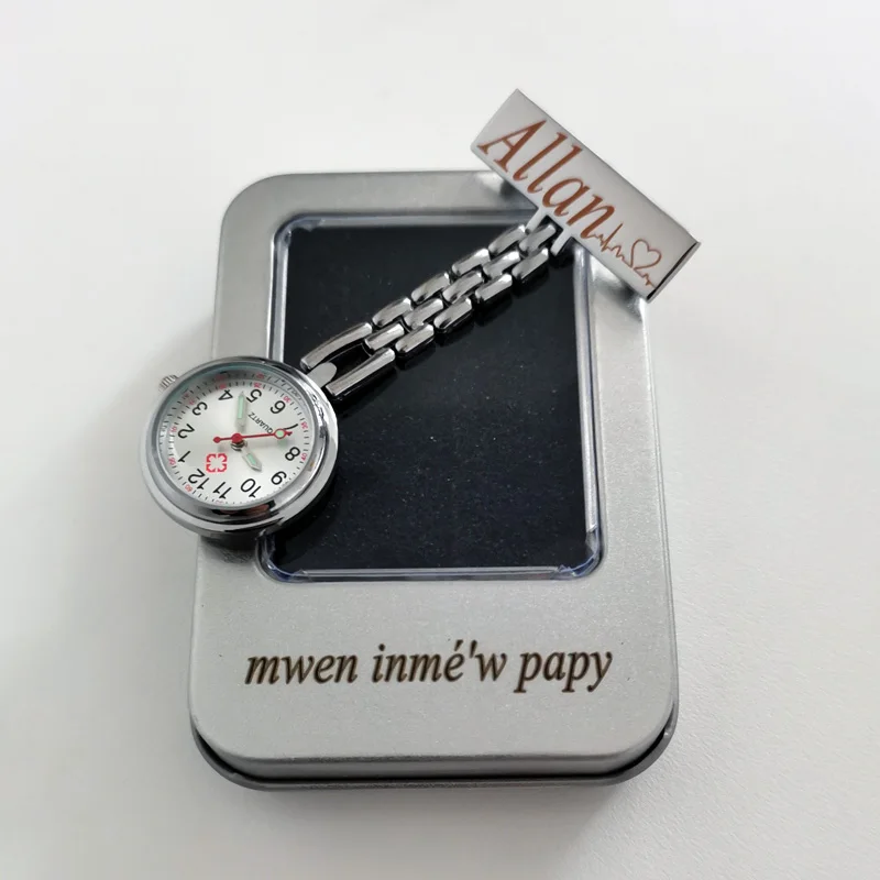 Personalized Customized Your Name LOGO High Quality Metal Lapel Pin Brooch Doctor Watch Pocket Fob Chest Nurse Watch
