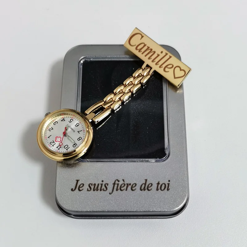 Personalized Customized Your Name LOGO High Quality Metal Lapel Pin Brooch Doctor Watch Pocket Fob Chest Nurse Watch