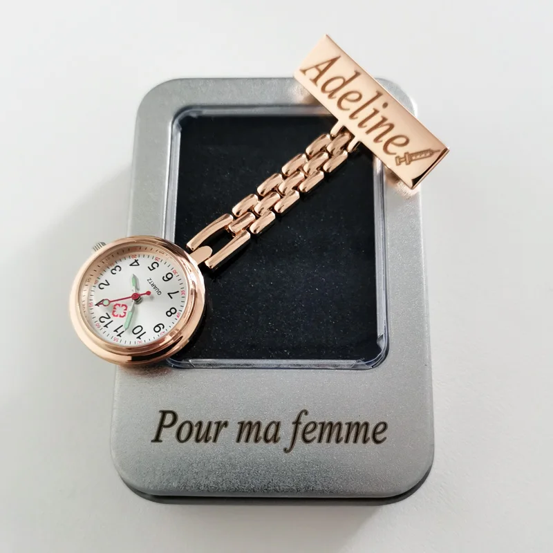 Personalized Customized Your Name LOGO High Quality Metal Lapel Pin Brooch Doctor Watch Pocket Fob Chest Nurse Watch