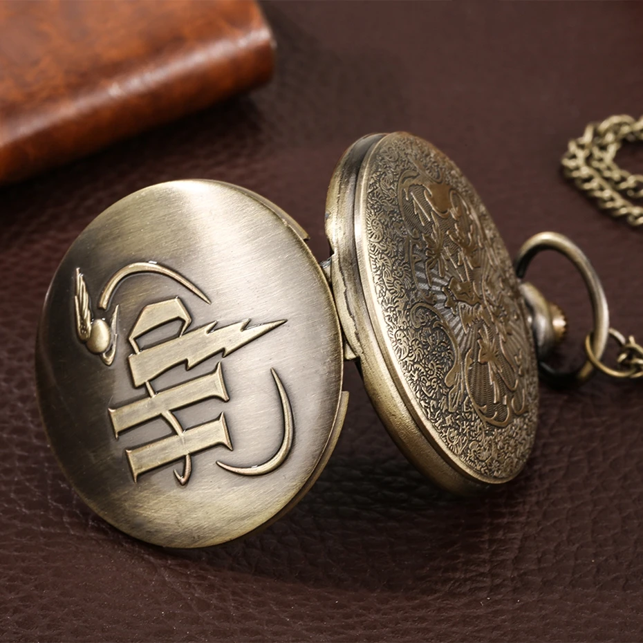 Retro Vintage Black/Gray Design Watch Quartz Pocket Watch Necklace FOB Chain Pendant Pocket Watch Clock Gifts for Men Women