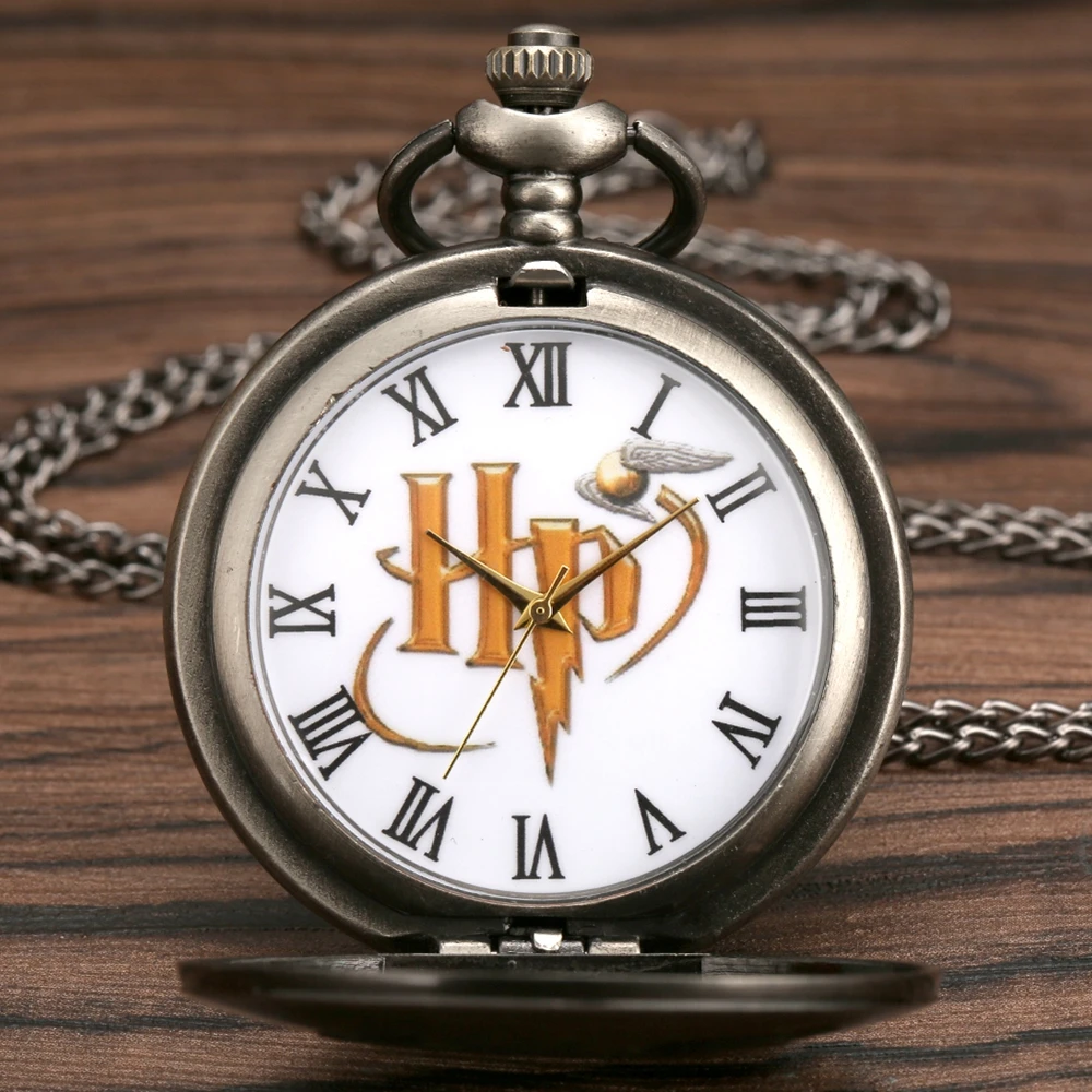 Retro Vintage Black/Gray Design Watch Quartz Pocket Watch Necklace FOB Chain Pendant Pocket Watch Clock Gifts for Men Women