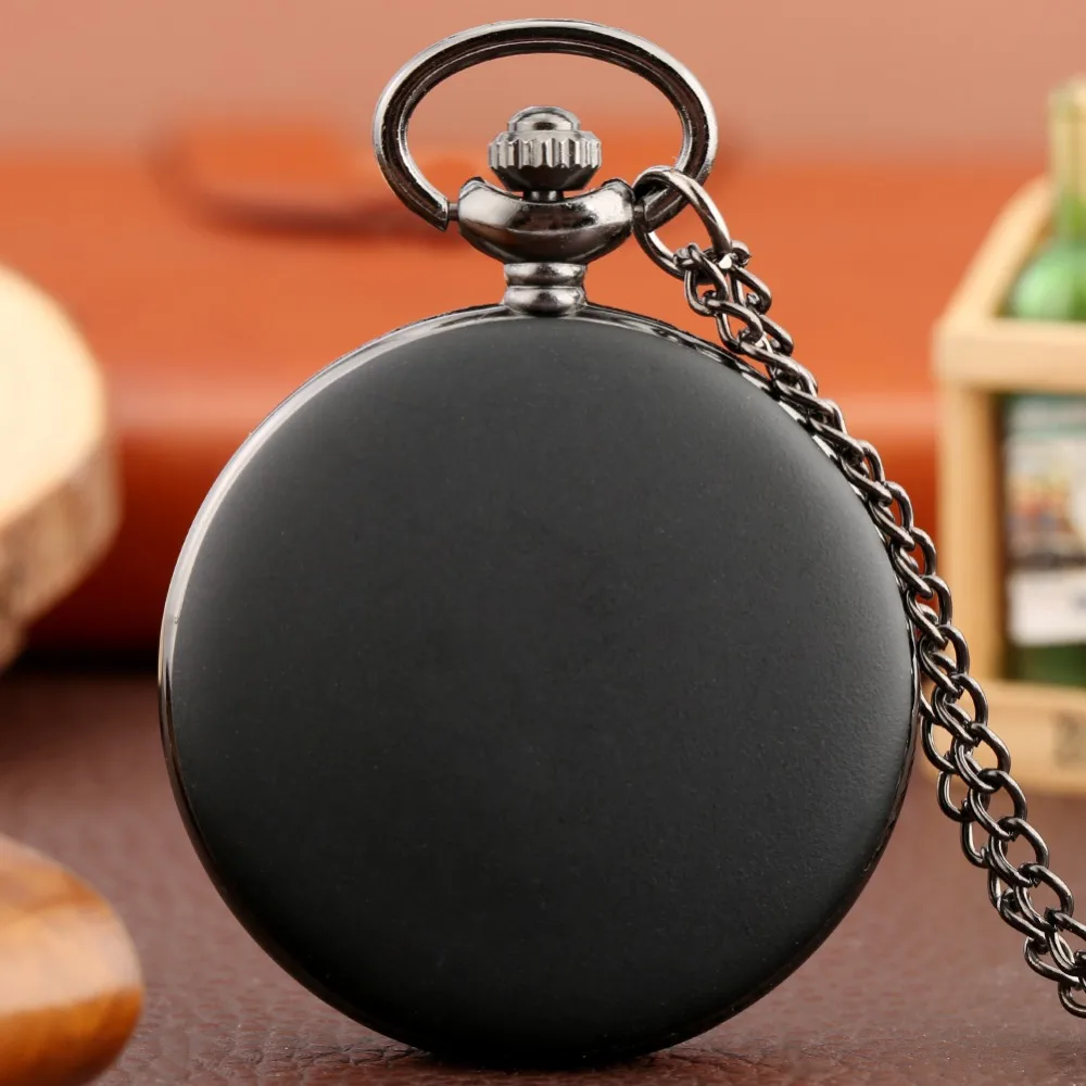 Retro Vintage Black/Gray Design Watch Quartz Pocket Watch Necklace FOB Chain Pendant Pocket Watch Clock Gifts for Men Women