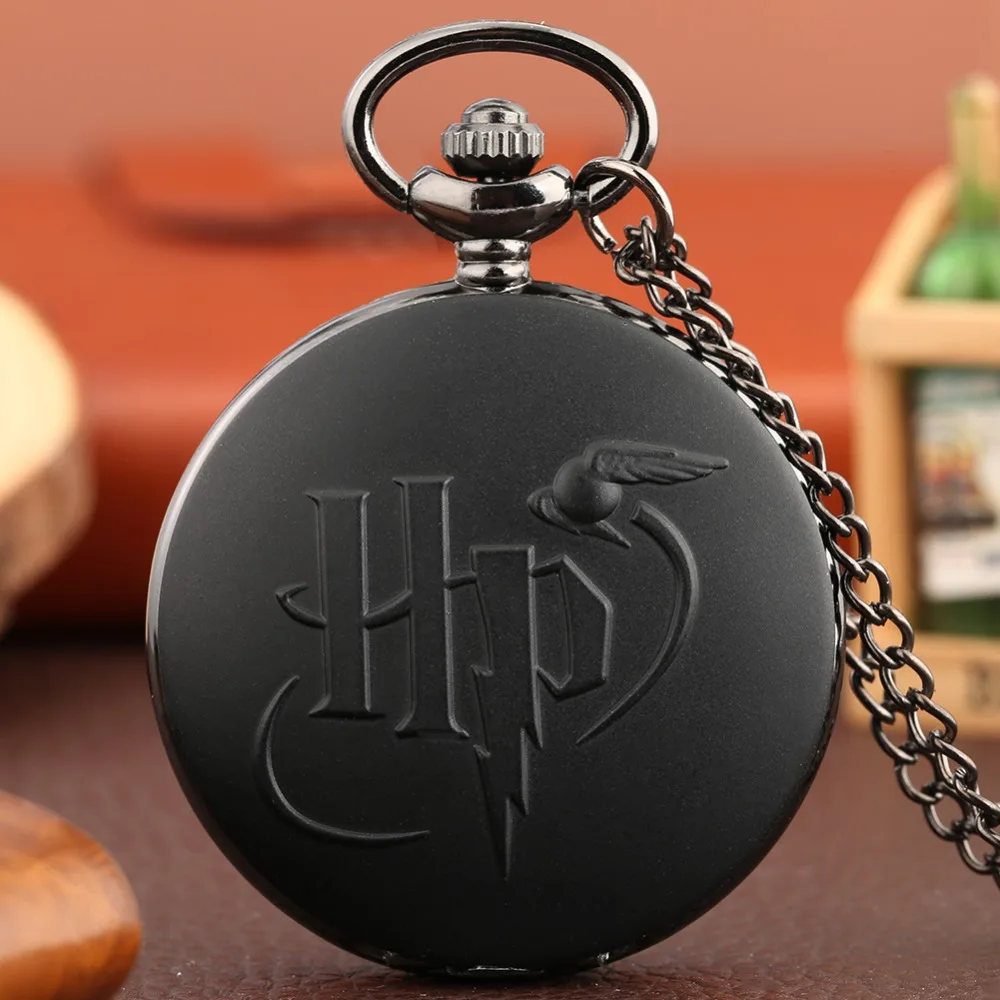 Retro Vintage Black/Gray Design Watch Quartz Pocket Watch Necklace FOB Chain Pendant Pocket Watch Clock Gifts for Men Women