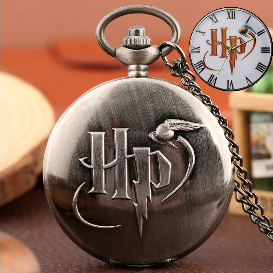 Retro Vintage Black/Gray Design Watch Quartz Pocket Watch Necklace FOB Chain Pendant Pocket Watch Clock Gifts for Men Women