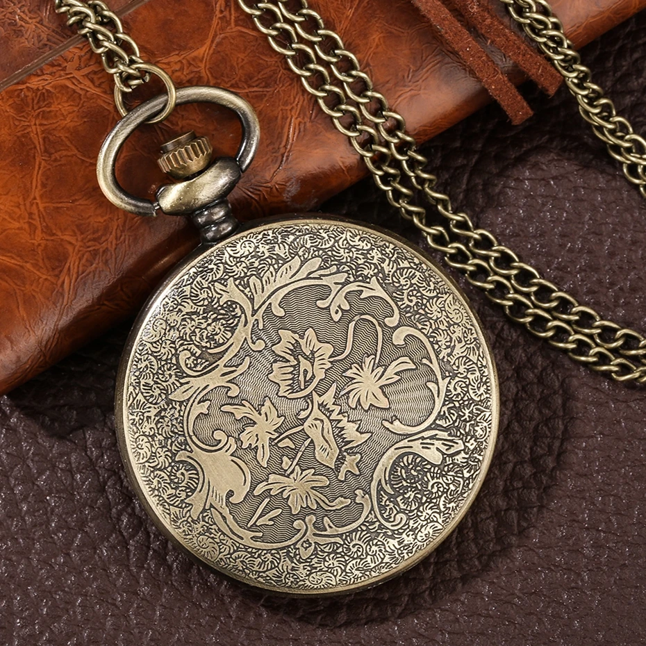 Retro Vintage Black/Gray Design Watch Quartz Pocket Watch Necklace FOB Chain Pendant Pocket Watch Clock Gifts for Men Women