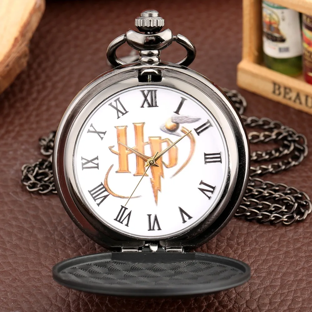 Retro Vintage Black/Gray Design Watch Quartz Pocket Watch Necklace FOB Chain Pendant Pocket Watch Clock Gifts for Men Women