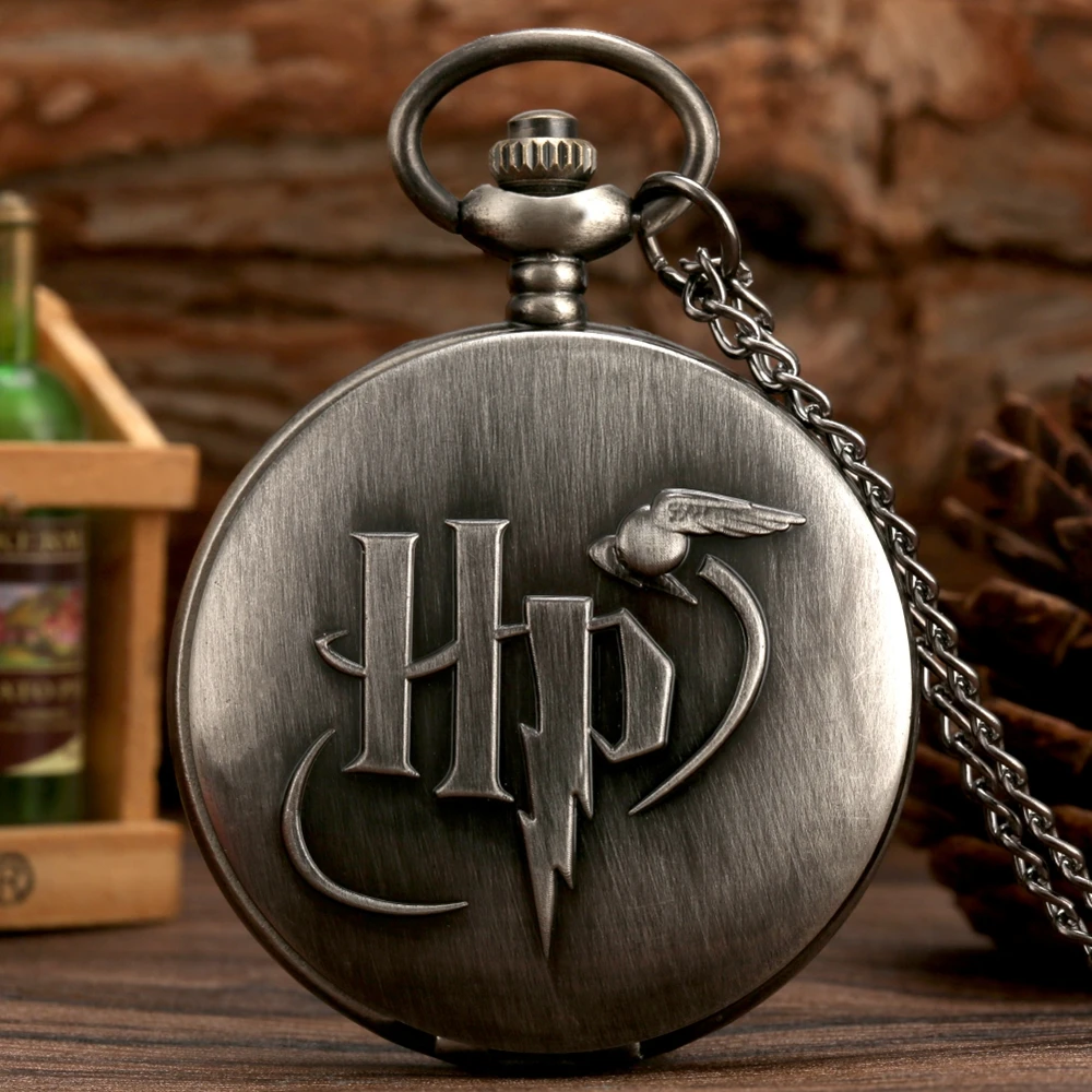 Retro Vintage Black/Gray Design Watch Quartz Pocket Watch Necklace FOB Chain Pendant Pocket Watch Clock Gifts for Men Women