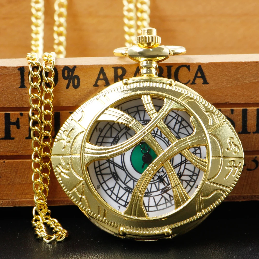 New Vintage Bronze Pocket Watches Eyes Design Shape Quartz Pocket Watches Jewelry Pendant Necklace Chain Gifts for Mens Womens