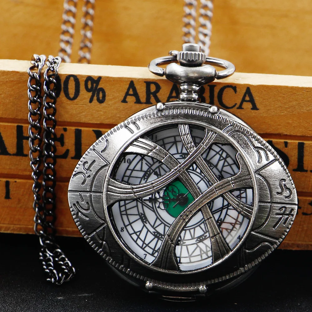 New Vintage Bronze Pocket Watches Eyes Design Shape Quartz Pocket Watches Jewelry Pendant Necklace Chain Gifts for Mens Womens