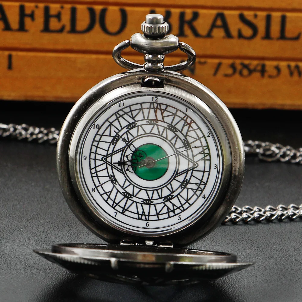 New Vintage Bronze Pocket Watches Eyes Design Shape Quartz Pocket Watches Jewelry Pendant Necklace Chain Gifts for Mens Womens