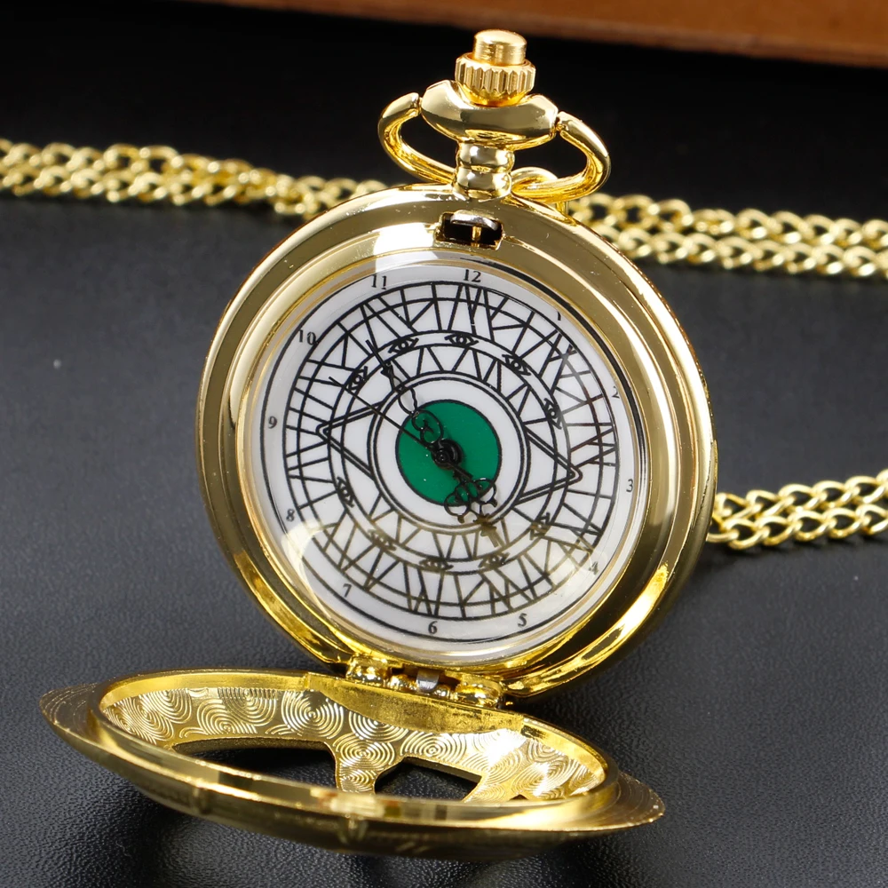New Vintage Bronze Pocket Watches Eyes Design Shape Quartz Pocket Watches Jewelry Pendant Necklace Chain Gifts for Mens Womens