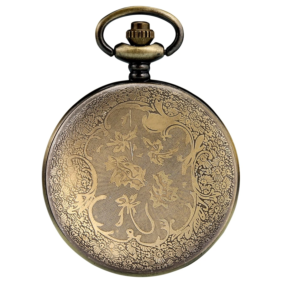 Retro Bronze Hollow Flip Quartz Pocket Watch Roman Numerals Gold Dial Watch Fashionable and Nice Chain Pendant Necklace Gifts