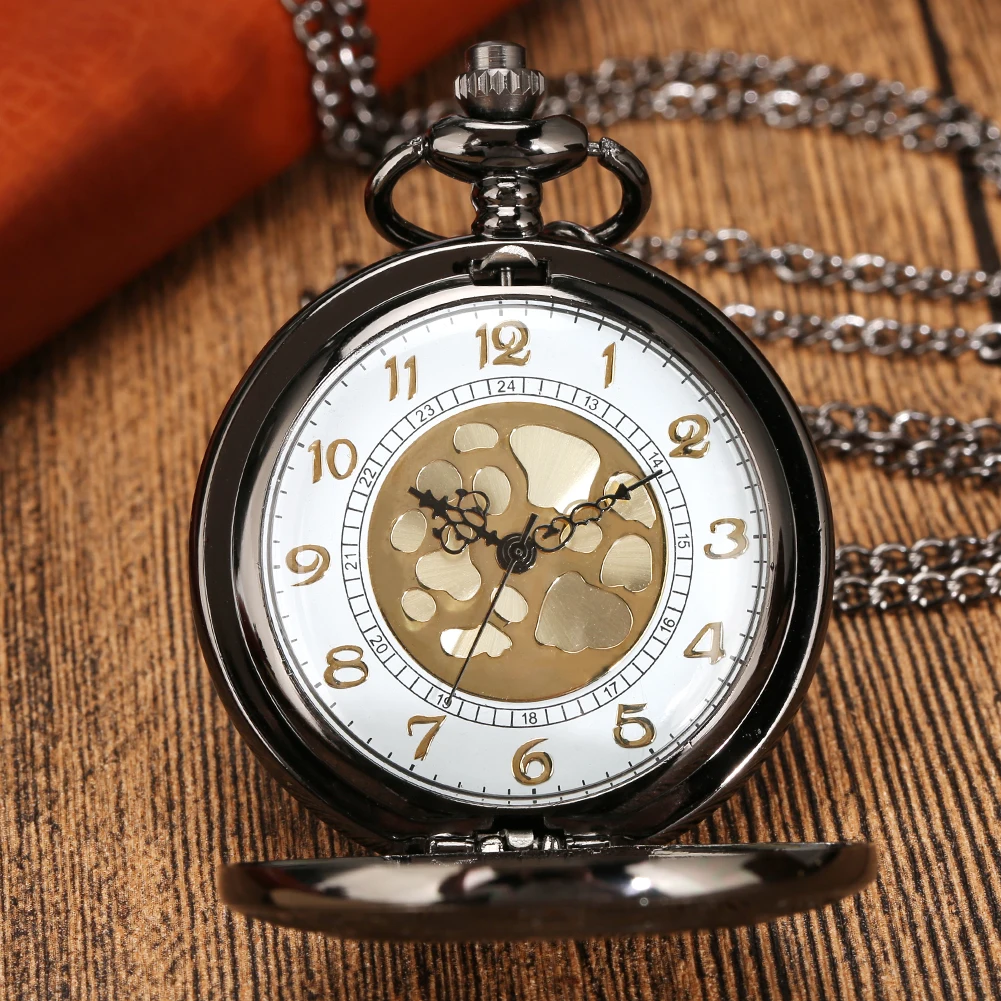 Retro Bronze Hollow Flip Quartz Pocket Watch Roman Numerals Gold Dial Watch Fashionable and Nice Chain Pendant Necklace Gifts
