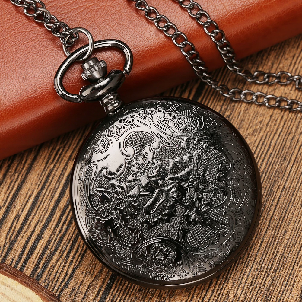 Retro Bronze Hollow Flip Quartz Pocket Watch Roman Numerals Gold Dial Watch Fashionable and Nice Chain Pendant Necklace Gifts