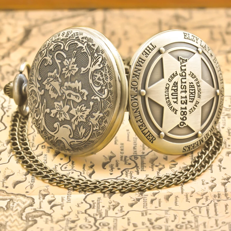 Vintage Bronze Steampunk 1903 Automobile Industry Memorial Quartz Pocket Watch Necklace Pendant Clock Chain Men Women Chain Gift