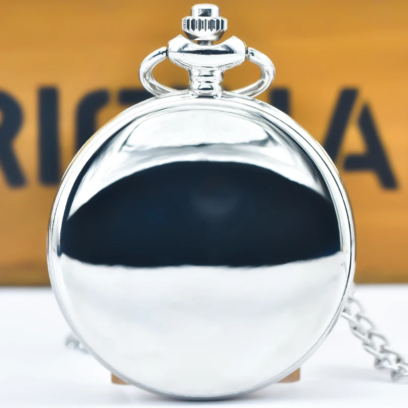 Classic Fashion 37CM Fob Chain Smooth Steel Polish Quartz Pocket Watch Mens Pendant Gifts