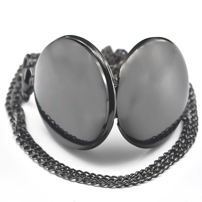 Classic Fashion 37CM Fob Chain Smooth Steel Polish Quartz Pocket Watch Mens Pendant Gifts