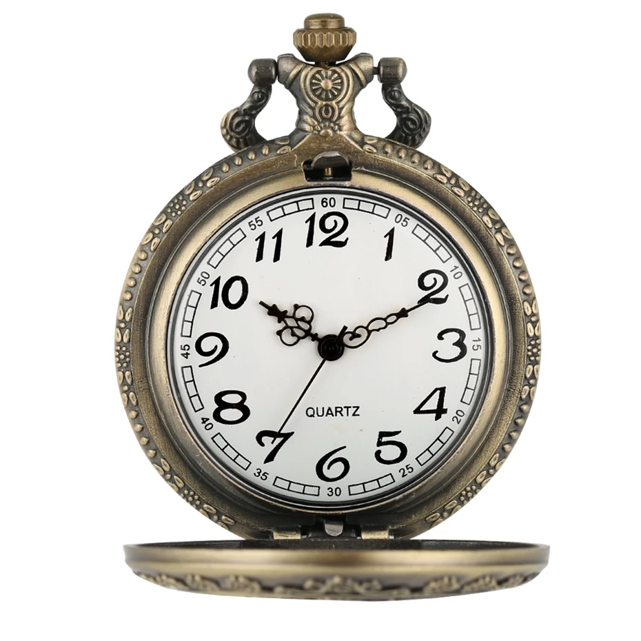 Retro Bronze Dream Women Watch Rabbit Poker Carousel Accessory Quartz Pocket Watch Chain Necklace Pendant for Girl Women