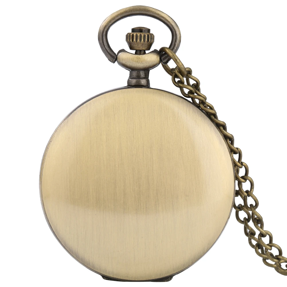 Vintage Sailplane Pattern Bronze Quartz Pendant Fob Pocket Watch With Necklace Chain Gift For Men Women