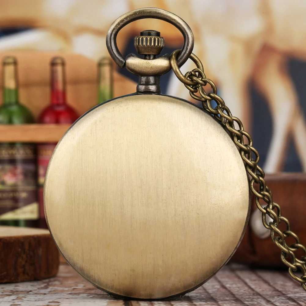 Vintage Sailplane Pattern Bronze Quartz Pendant Fob Pocket Watch With Necklace Chain Gift For Men Women