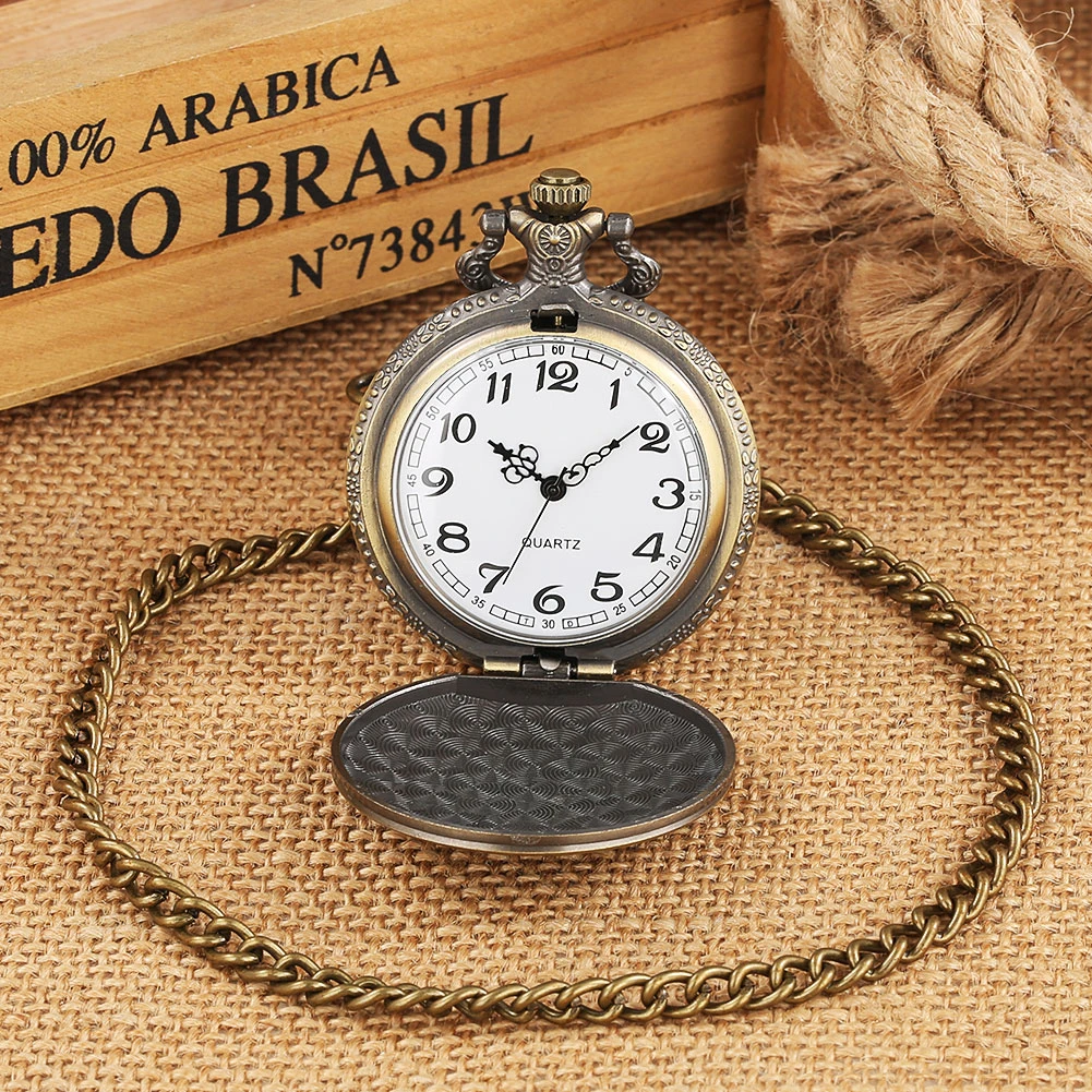 Vintage Watch Steampunk Retro Bronze Quartz Pocket Watches Necklace Pendant Gift for Men Women Chain Clock Reloj De Bolsillo