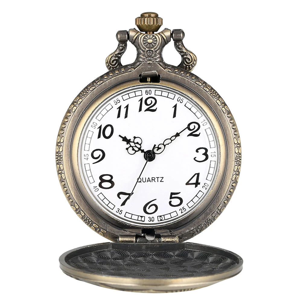 Vintage Watch Steampunk Retro Bronze Quartz Pocket Watches Necklace Pendant Gift for Men Women Chain Clock Reloj De Bolsillo