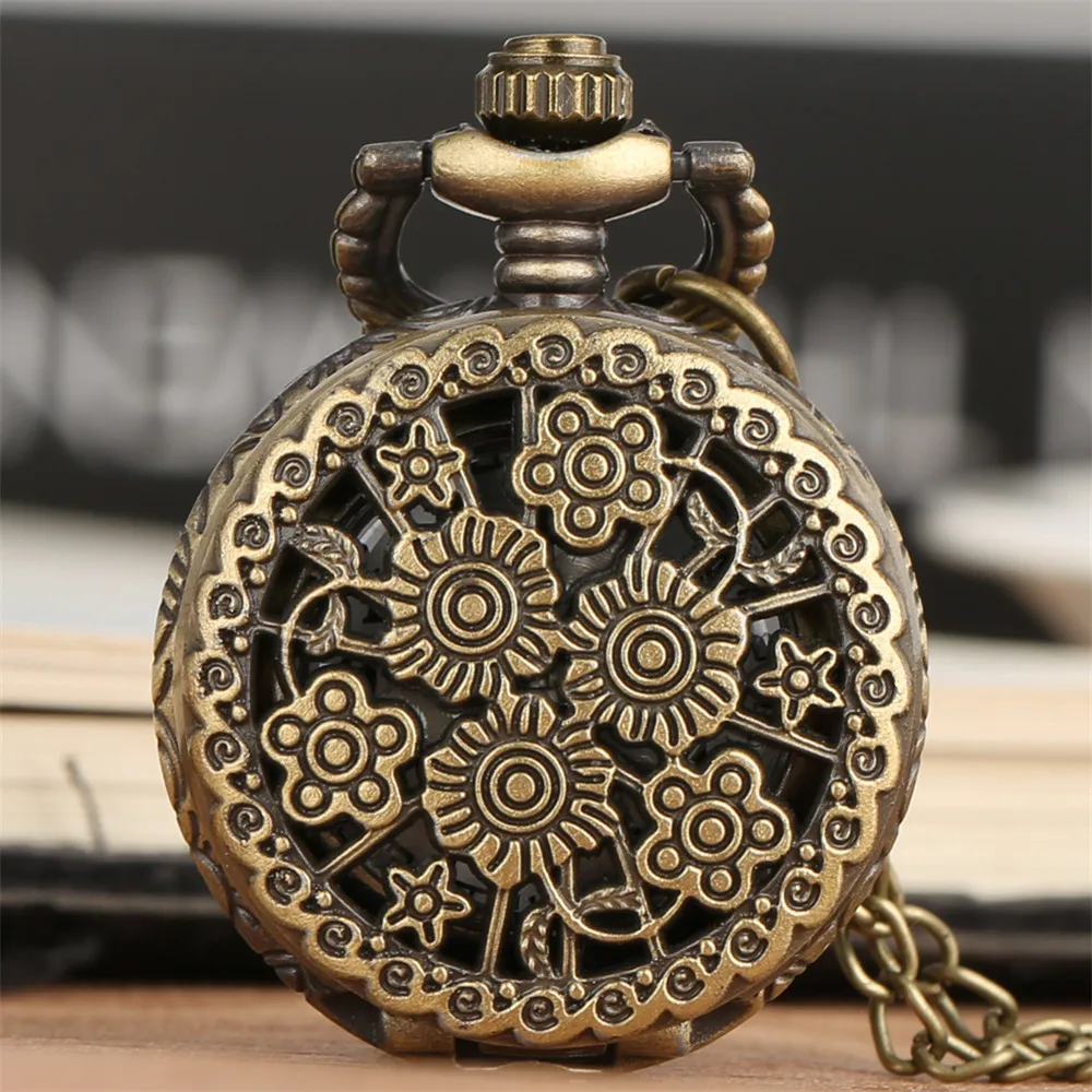Lovely Mini Necklace Pocket Watch Quartz Arabic Numerals Dial Pendant Chain Antique Tiny Clock Gifts for Kids Women