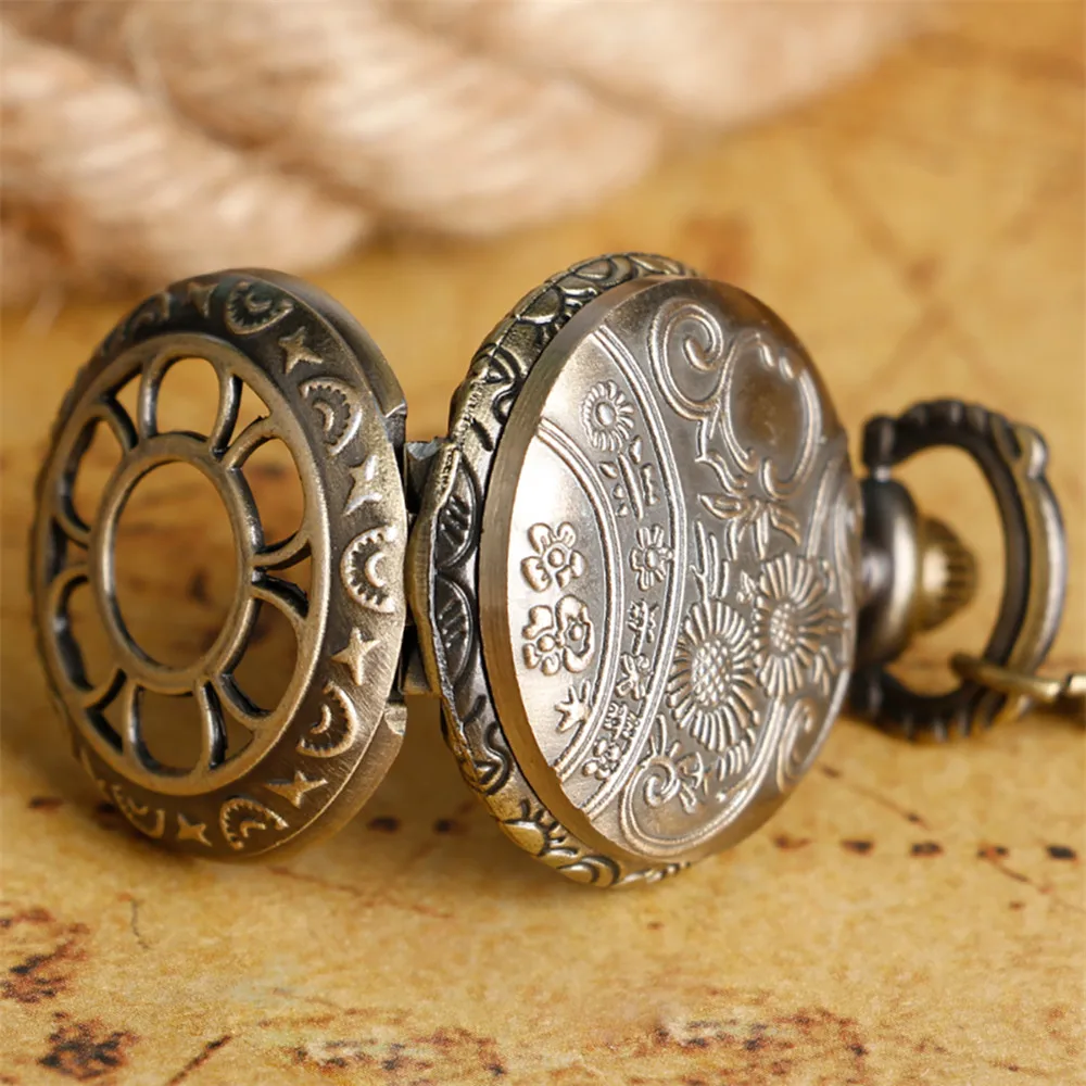 Lovely Mini Necklace Pocket Watch Quartz Arabic Numerals Dial Pendant Chain Antique Tiny Clock Gifts for Kids Women