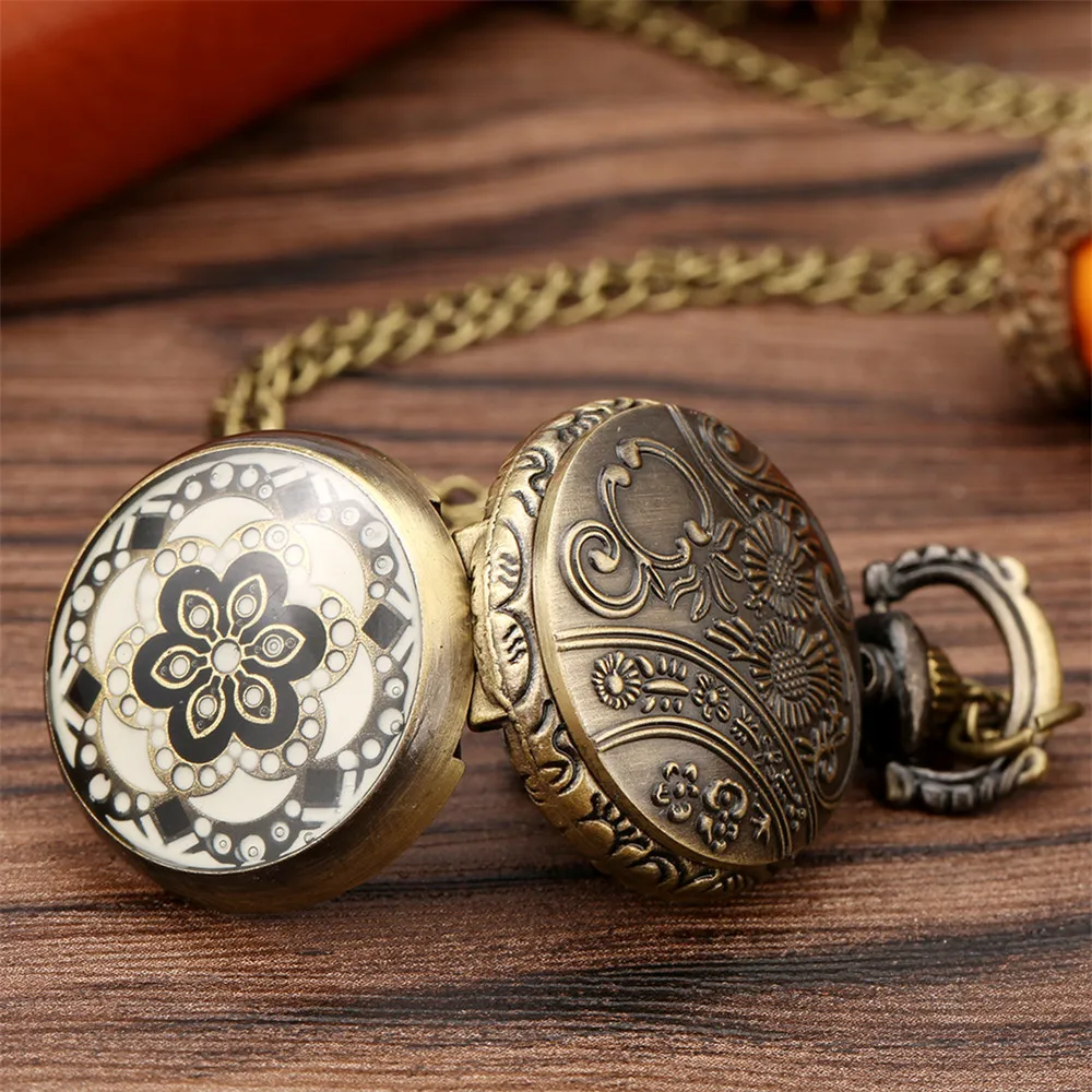 Lovely Mini Necklace Pocket Watch Quartz Arabic Numerals Dial Pendant Chain Antique Tiny Clock Gifts for Kids Women