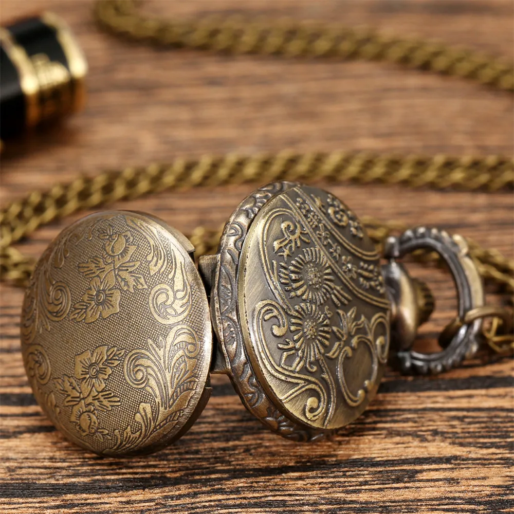 Lovely Mini Necklace Pocket Watch Quartz Arabic Numerals Dial Pendant Chain Antique Tiny Clock Gifts for Kids Women