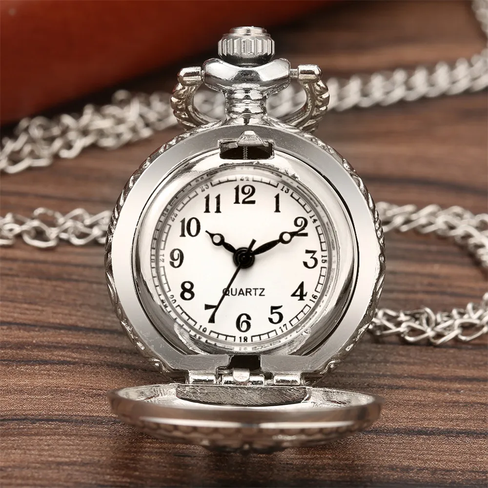Lovely Mini Necklace Pocket Watch Quartz Arabic Numerals Dial Pendant Chain Antique Tiny Clock Gifts for Kids Women