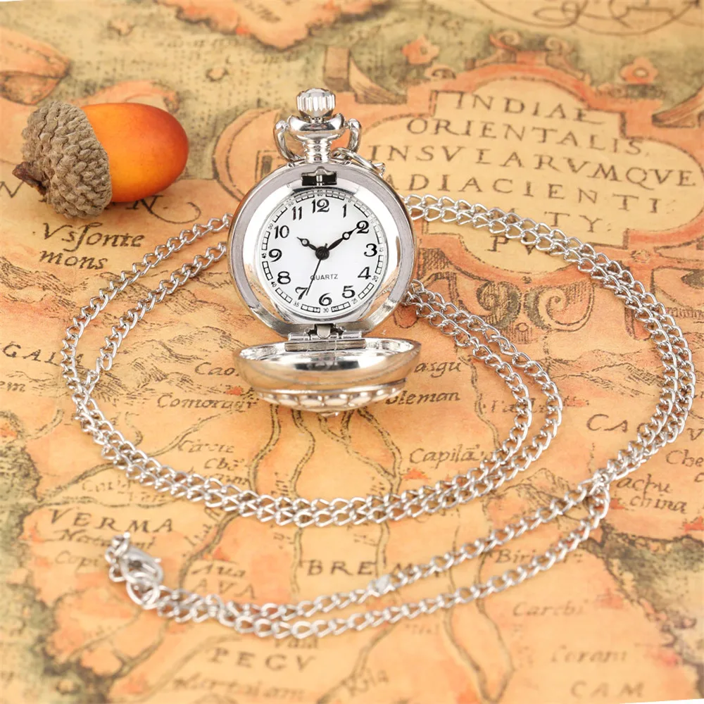 Lovely Mini Necklace Pocket Watch Quartz Arabic Numerals Dial Pendant Chain Antique Tiny Clock Gifts for Kids Women