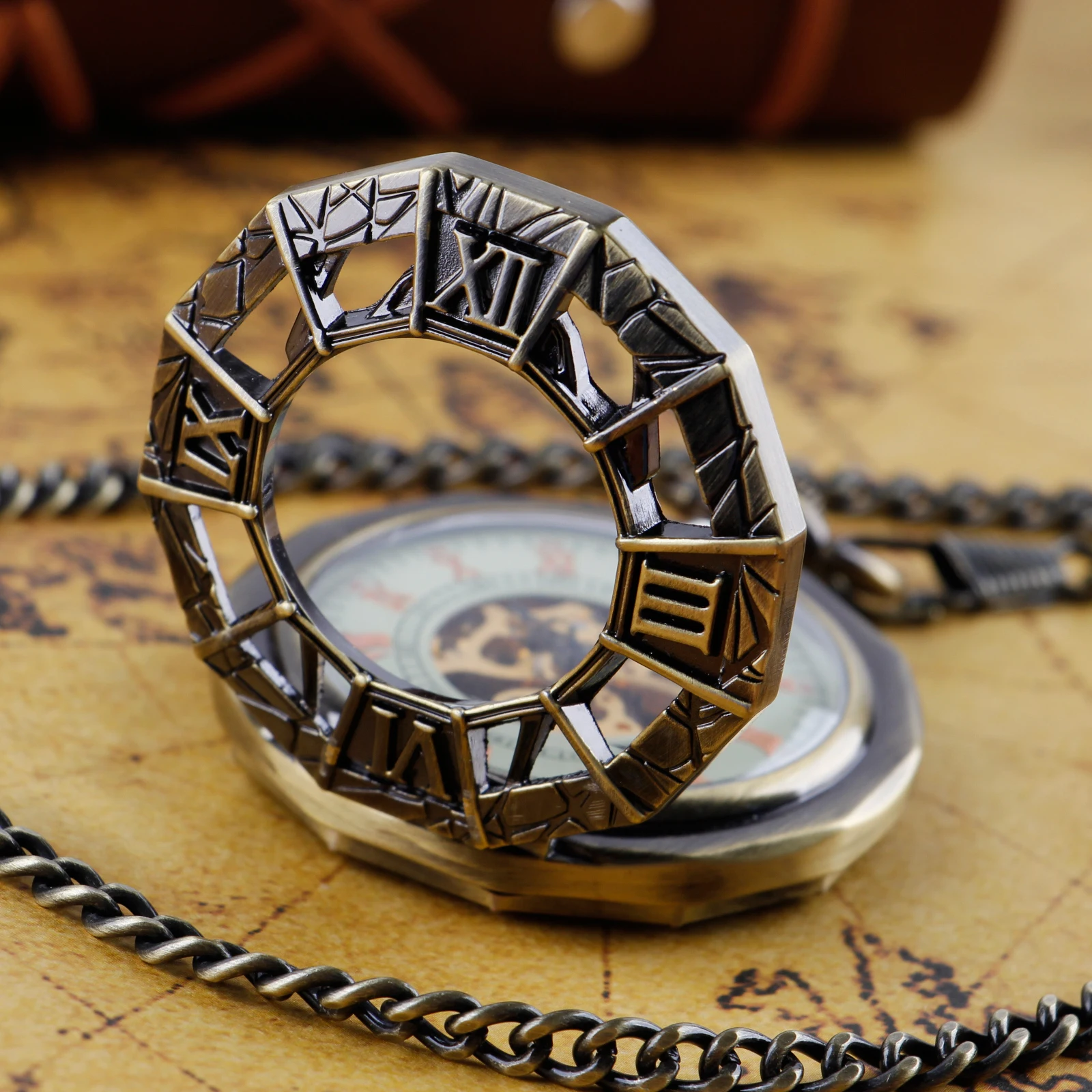 Delicate Antiques Retro Pocket Watches Mechanical For Men Women Roman Numerals Case Mechanical Pockets Fob Watch Gift