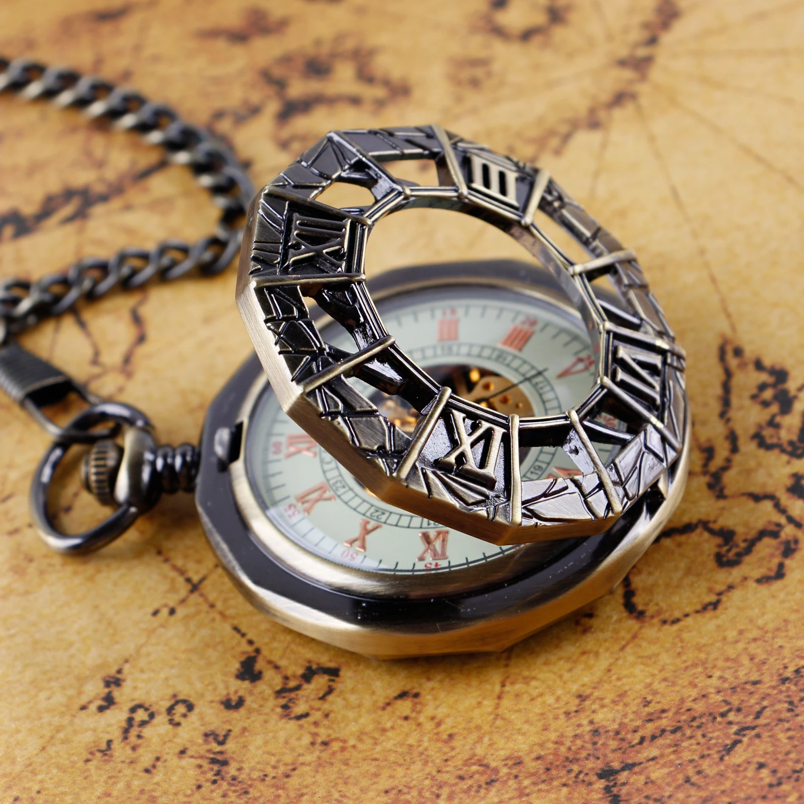 Delicate Antiques Retro Pocket Watches Mechanical For Men Women Roman Numerals Case Mechanical Pockets Fob Watch Gift