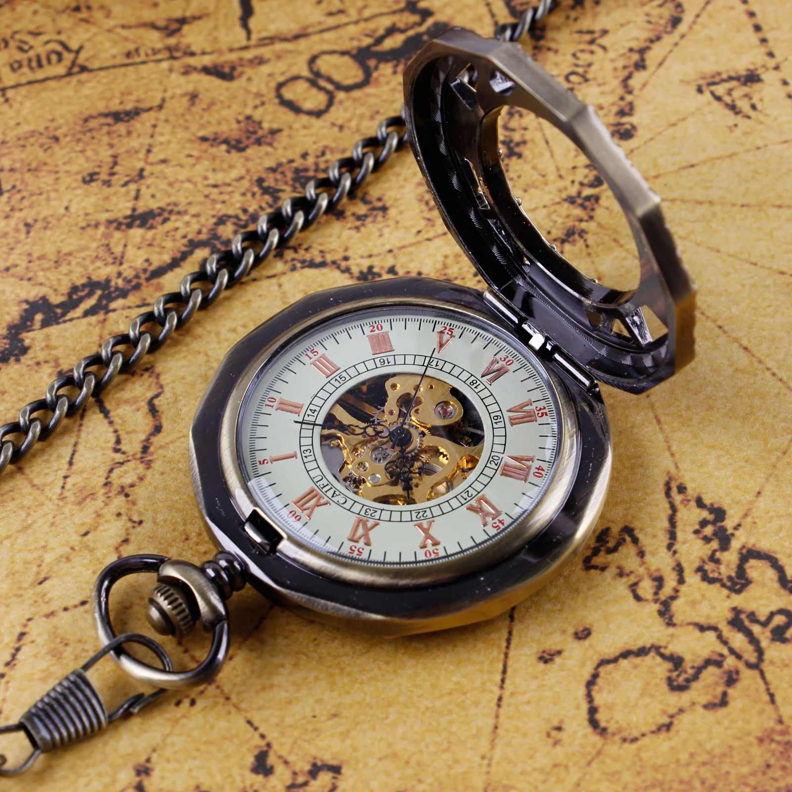 Delicate Antiques Retro Pocket Watches Mechanical For Men Women Roman Numerals Case Mechanical Pockets Fob Watch Gift