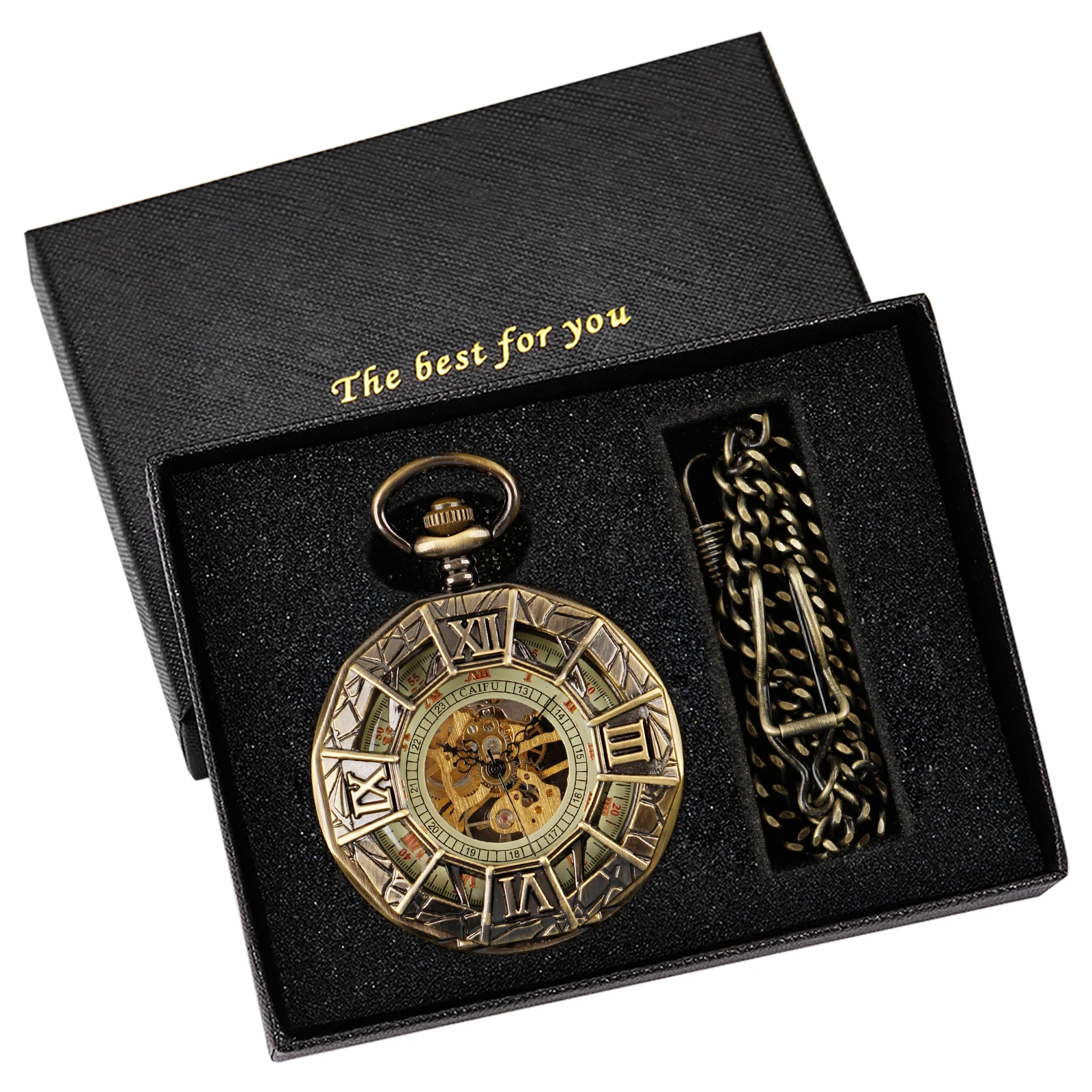 Delicate Antiques Retro Pocket Watches Mechanical For Men Women Roman Numerals Case Mechanical Pockets Fob Watch Gift
