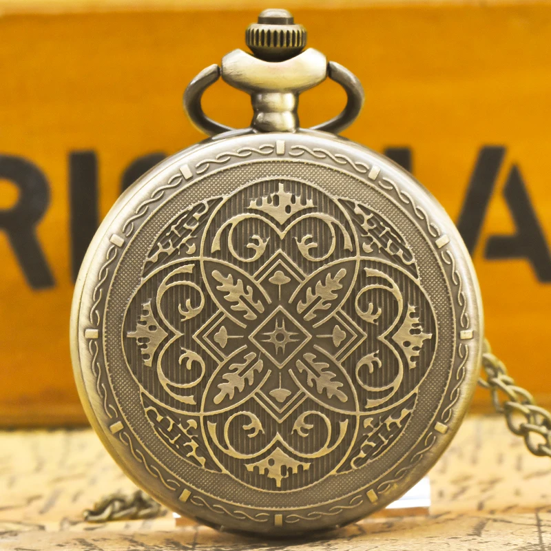 Retro Bronze Steampunk Flip-Top Male And Female Student Gift Quartz Necklace Commemorative Pocket Watch