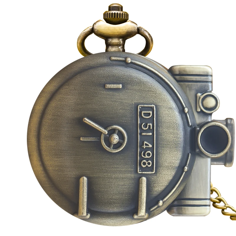 Vintage Bronze Steampunk Steam Train Carved Quartz Pocket Watch Necklace Pendant Clock Chain Men Women Chain Gift