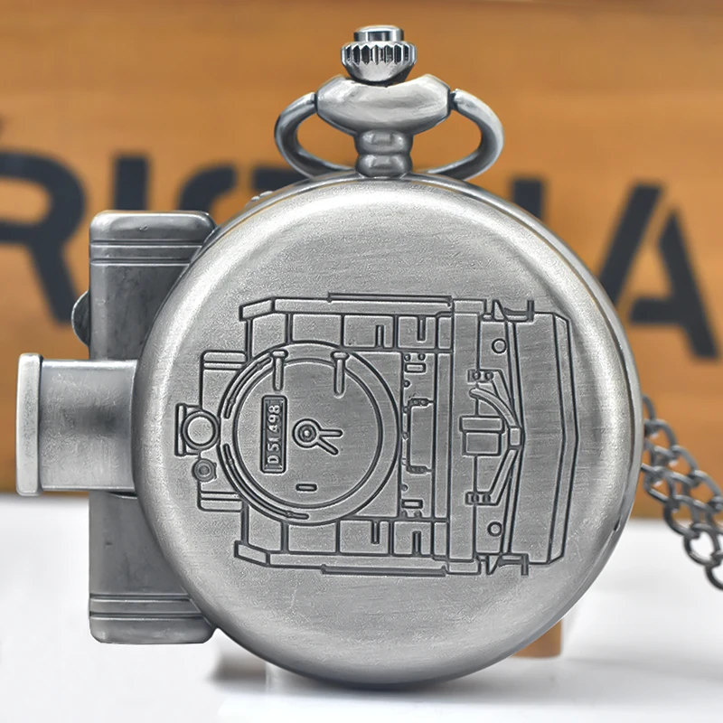 Vintage Bronze Steampunk Steam Train Carved Quartz Pocket Watch Necklace Pendant Clock Chain Men Women Chain Gift