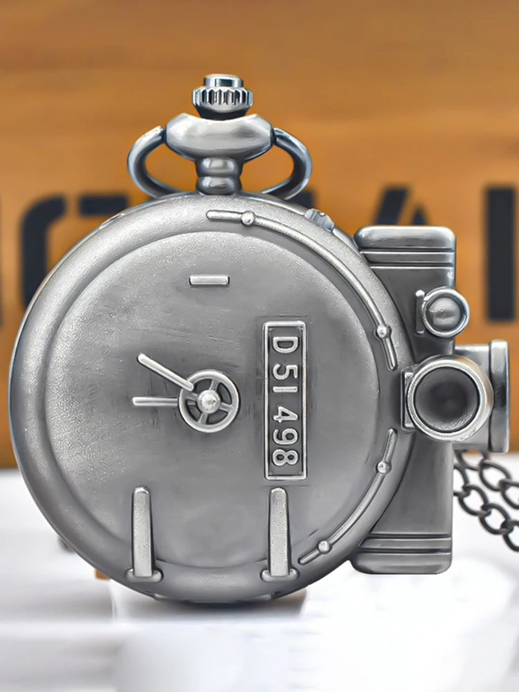 Vintage Bronze Steampunk Steam Train Carved Quartz Pocket Watch Necklace Pendant Clock Chain Men Women Chain Gift