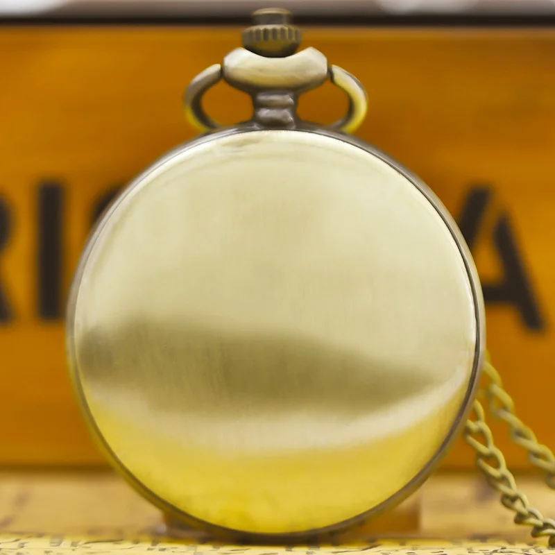 Vintage Bronze Large Pirate Skull Carved Necklace Quartz Pocket Watch Handsome Gift For Both Men And Women
