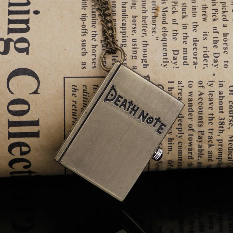 Bronze Pendant Necklace Quartz Pocket Watch Anime Death Comes Fob Chain Watch Clock Men's and Children's Best Holiday Gift