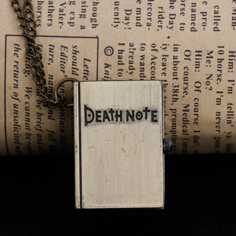 Bronze Pendant Necklace Quartz Pocket Watch Anime Death Comes Fob Chain Watch Clock Men's and Children's Best Holiday Gift