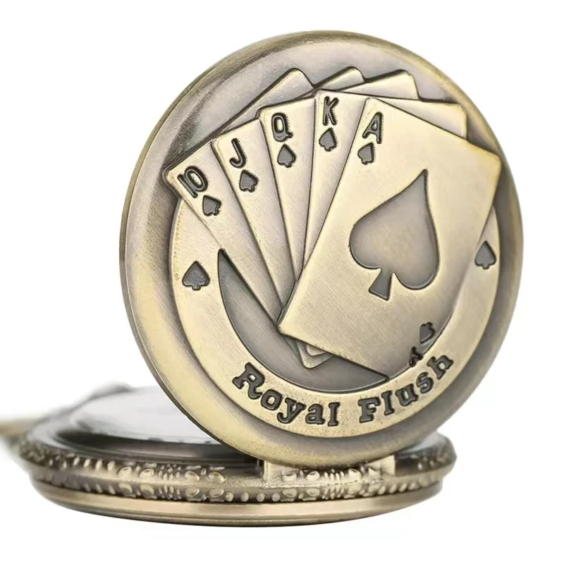 Vintage bronze poker cartoon quartz pocket watch the best gift for children men and women